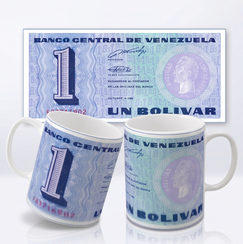 Taza 11 oz blanca - Billetes Venezolanos Emblemáticos